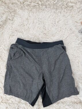 Dark Gray Men’s T.H.E. Athletic Shorts with Navy Waistband Size L